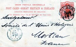 IRELAND ET GRANDE BRETAGNE ENTIER POSTAL DE 1896  ETS BENDIT BROS LONDON - Interi Postali