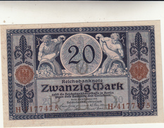 20 Zwanzig Mark Reichs Banknote 1915 FDS - 20 Mark
