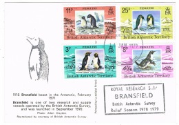 RB 1151 -  1979 British Antarctic Territory - Penguins - Halley Bay - Ship RRS Bransfield - Brieven En Documenten