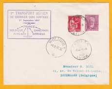 1937 - Enveloppe  Par Avion De Paris à Bruxelles - 1er Transport Aérien De Courrier Sans Surtaxe  - Cad Arrivée OMEC - Briefe U. Dokumente