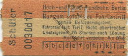 Deutschland - Berlin - Hoch- Und Untergrundbahn Berlin - Schüler-Fahrkarte - Europe