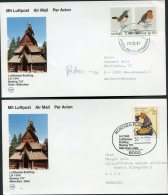 1987 Norway Germany Lufthansa First Flight Cards (2) Oslo / Munchen - Briefe U. Dokumente