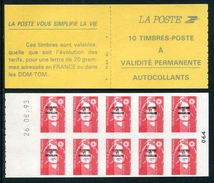 Carnet De 1993 De 10 Timbres "type Briat Surchargé" Avec Couvert. Jaune "La Poste Vous Simplifie ....." Et Date 26.08.93 - Booklets