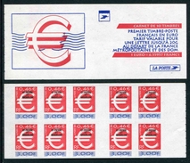 Carnet De 1999 De 10 Timbres "type EURO Surchargé" Avec Couvert. Blanche "Premier Timbre-Poste Français En Euro" - Carnets