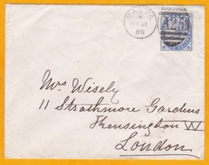 1888 - Enveloppe De La Valetta, Malte Vers Kensington, Angleterre - 2 1/2 Pence Victoria - Cachet Arrivée Rouge - Malta (...-1964)