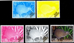 FLIGHTLESS BIRDS-KIWI-COLOR SEPARATION-ERROR-TRIALS-SET OF 5-JOINT ISSUE WITH FRANCE-NEW ZEALAND-2000-SG-2375-MNH-PA-06 - Kiwis