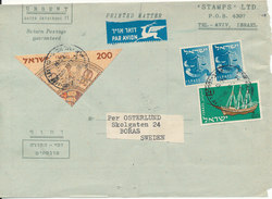 Israel Printed Matter Papersheet Sent Air Mail To Sweden 1958 - Lettres & Documents