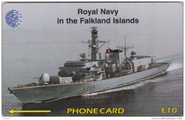 Falkland Islands,  £10, Royal Navy In Falklands Is., Ship, CP : 59CFKC, 2 Scans. - Islas Malvinas