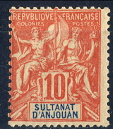 Anjouan 1900-07 N. 14 C. 10 Rosso MLH Cat. € 40 - Altri & Non Classificati