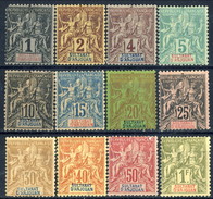 Anjouan 1892-99 Serie N. 1 - 13 (manca N. 12) MLH Cat. € 313 - Andere & Zonder Classificatie