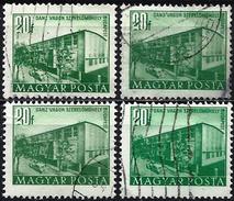 Hungary 1951 - Buildings : Railroad Workshop ( Mi 1186 I - YT 1005 ) Four Shades Of Color - Plaatfouten En Curiosa