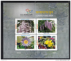 BANGLADESH,  2014,  Flowers Of Bangladesh,  4 V,  Miniature Sheet, Perforated, MNH, (**) - Bangladesh