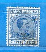 Marca Da Bollo A Tassa Fissa°.1905/26 C. 10 , Cat.Unif . N°35 .   Vedi Descrizione. - Revenue Stamps