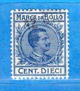 Marca Da Bollo A Tassa Fissa°.1905/26 C. 10 , Cat.Unif . N°35 .   Vedi Descrizione. - Revenue Stamps