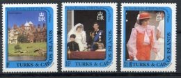 Turks And Caicos Islands, 1982, Royal Wedding, Lady Diana, Prince Charles, MNH, Michel 598, 599, 603 - Turks & Caicos