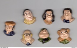 Série Complète 7 Fèves Biscuit Verni BEBETE SHOW  Politiciens Français - ALCARA 1990 - Characters