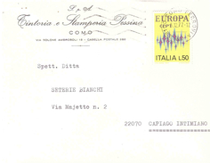 £50 EUROPA BUSTA TINTORIA E STAMPERIA PESSINA COMO - 1971-80: Marcofilia
