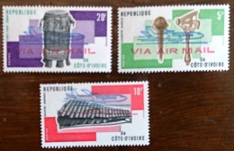 COTE D'IVOIRE Musique. Instrument De Musique, Surchage Locale VIA AIR MAIL Yvert N°  418/20 . ** MNH - Musique