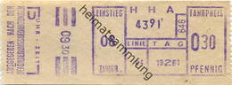 Deutschland - Hamburg - Hamburg - HHA - Hamburger Hochbahn AG - Linie 64 - Fahrpreis O30 Pfennig - Fahrschein 1961 - Europe