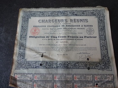 Chargeurs Réunis Obligation De 500 F 6.5% 1921 Dufour Paris - Navigazione