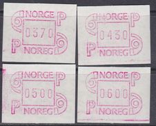 Norvège Timbres De Distributeurs N° 4 Les 4 Vignettes XX, TB - Automaatzegels [ATM]