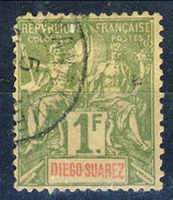 Diego Suarez 1893 N. 50 Fr. 1 Verde Oliva Usato Cat. € 28 - Used Stamps