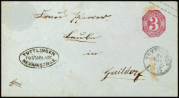 "NEUHAUSEN O.E. POSTABLAGE TUTTLINGEN", Schwarzer Oval-Stempel Auf 3 Kr. Ganzsachen-Umschlag Aus TUTTLINGEN... - Otros & Sin Clasificación