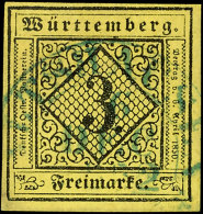 "ALTSHAUSEN 6 DEC. 1852", Blauer Steigbügelstempel, Zentrisch Auf Voll/breitrandigem Kabinettstück 3 Kr.,... - Otros & Sin Clasificación