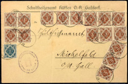 3 Mark Gelbbraun, 16 Stück Mit 2 Mk. Grautürkis Portorichtig Auf Brief Von "MAINHARDT 30 JAN 23" Nach... - Other & Unclassified