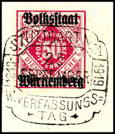 50 Pfg Ziffern In Raute, Dunkellilarot, Tadellos Gestempelt "STUTTGART 25 SEPTEMBER 1919" Auf Luxusbriefstück,... - Other & Unclassified