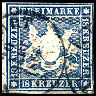 18 Kr Dunkelblau Sauber Gestempelt, Rückseitig Dünn, Mi. 1.500.-, Katalog: 15 O18 Kr Dark Blue Neat... - Other & Unclassified