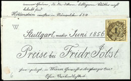 1 Kr. Auf Hellsämisch, Voll- Bis Breitrandig, Gestempelt "STUTTGART 10 JUNI 1856" Auf Drucksache Ohne... - Other & Unclassified