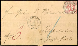 "395" Nebst K1 "AUERBACH A.B. 6 10" (1865) Auf Mit 3 Kr. III.Ausgabe Frankiertem Postbezirksbrief, Dreiseitig... - Other & Unclassified