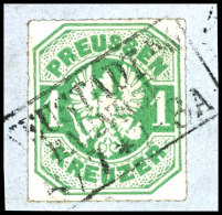 1 Kreuzer Smaragdgrün Auf Briefstück, Klarer Ra3 "NEUSTADT E/W Bahnhof" (Brandenburg), Seltene Verwendung... - Other & Unclassified