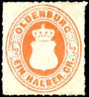 1/2 Groschen Rötlichorange Mit Durchstich A Tadellos Ungebraucht, Gepr. Berger BPP, Mi. 250.-, Katalog: 16Aa... - Oldenburg