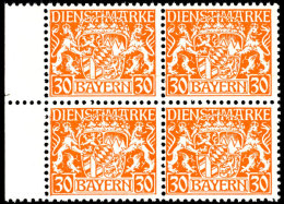 30 Pf Orange Auf W-Papier, Viererblock Vom Linken Bogenrand Tadellos Postfrisch, Jeder Wert Gepr. Helbig BPP, Mi.... - Otros & Sin Clasificación