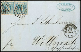 3 Kr. Blau Im Waagrechten Paar Auf Brief Von Nürnberg "356" Nach Wolnzach, Allseits Voll- Breitrandig (teils... - Autres & Non Classés