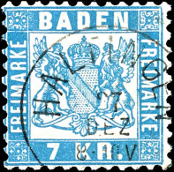 7 Kreuzer Hellblau, Farbfrisches Und Vollzähniges Kabinettstück, Klar Gestempelt "HALTINGEN", Bestens... - Other & Unclassified