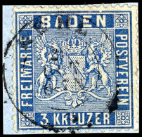 3 Kr. Veilchenblau Mit Dkr. "KEHL" Auf Briefstück, Links Einige Zähne Verkürzt, Doppelt Signiert... - Autres & Non Classés
