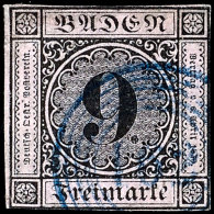 9 Kr. Auf Altrosa, Zwei Seiten Berührt, Mit Blauem Fünfringstempel "162"-Zell Am Harmersbach, Signiert... - Other & Unclassified