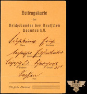 Reichsbund Der Deutschen Beamten (RDB), Mitgliedsabzeichen 2. Form, Klein, Mit Beitragskarte., Katalog:... - Non Classés