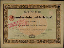 Berlin 1900, Nauendorf-Gerlebogker Eisenbahn-Gesellschaft, Aktie 1000 Mark, Gute Erhaltung  Berlin 1900,... - Sin Clasificación