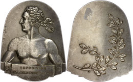 Belgien, Glockenförmige, Versilberte Bronzeplakette (ca. 80,50x65mm, Ca. 129,47g), 1930, Von A. Salle, Auf Die... - Otros & Sin Clasificación