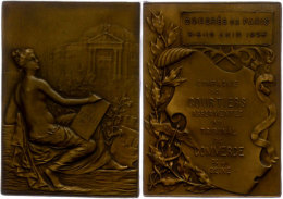 Frankreich, Rechteckige Bronzeplakette (ca. 61,50x47,90mm, Ca. 64,19g), 1925, Von B. L. Hercule. Av: Sitzende... - Other & Unclassified