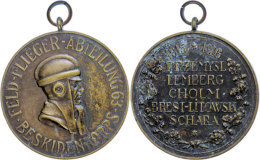 1. Weltkrieg: Bronzene Erinnerungsmedaille Der "Feld-Flieger-Abteilung 63 - Beskidenkorps", 45 Mm, Vs. Flieger Mit... - Otros & Sin Clasificación