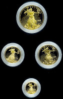 Set Zu 1/10, 1/4, 1/2 Und 1 Unze, Gold, 1992, American Eagle, Insgesamt 57,52g Fein, Mit Zertifikat Im Blauen... - Autres & Non Classés