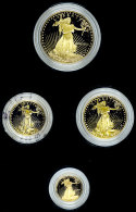 Set Zu 1/10, 1/4, 1/2 Und 1 Unze, Gold, 1989, American Eagle, Insgesamt 57,52g Fein, Mit Zertifikat Im Blauen... - Otros & Sin Clasificación