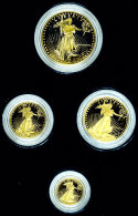 Set Zu 1/10, 1/4, 1/2 Und 1 Unze, Gold, 1988, American Eagle, Insgesamt 57,52g Fein, Mit Zertifikat Im Blauen... - Autres & Non Classés