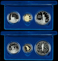 Set Zu 1/2 Und 1 Dollar Silber Sowie 5  Dollars Gold, 1986, Unabhängigkeit, Mit Zertifikat In... - Autres & Non Classés