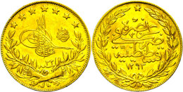 100 Piaster, Gold, 1876-1909 (1293/32 AH), Abdul Harrid II., Randfehler, Ss.  Vz-st100 Piastre, Gold, 1876-1909... - Turkey